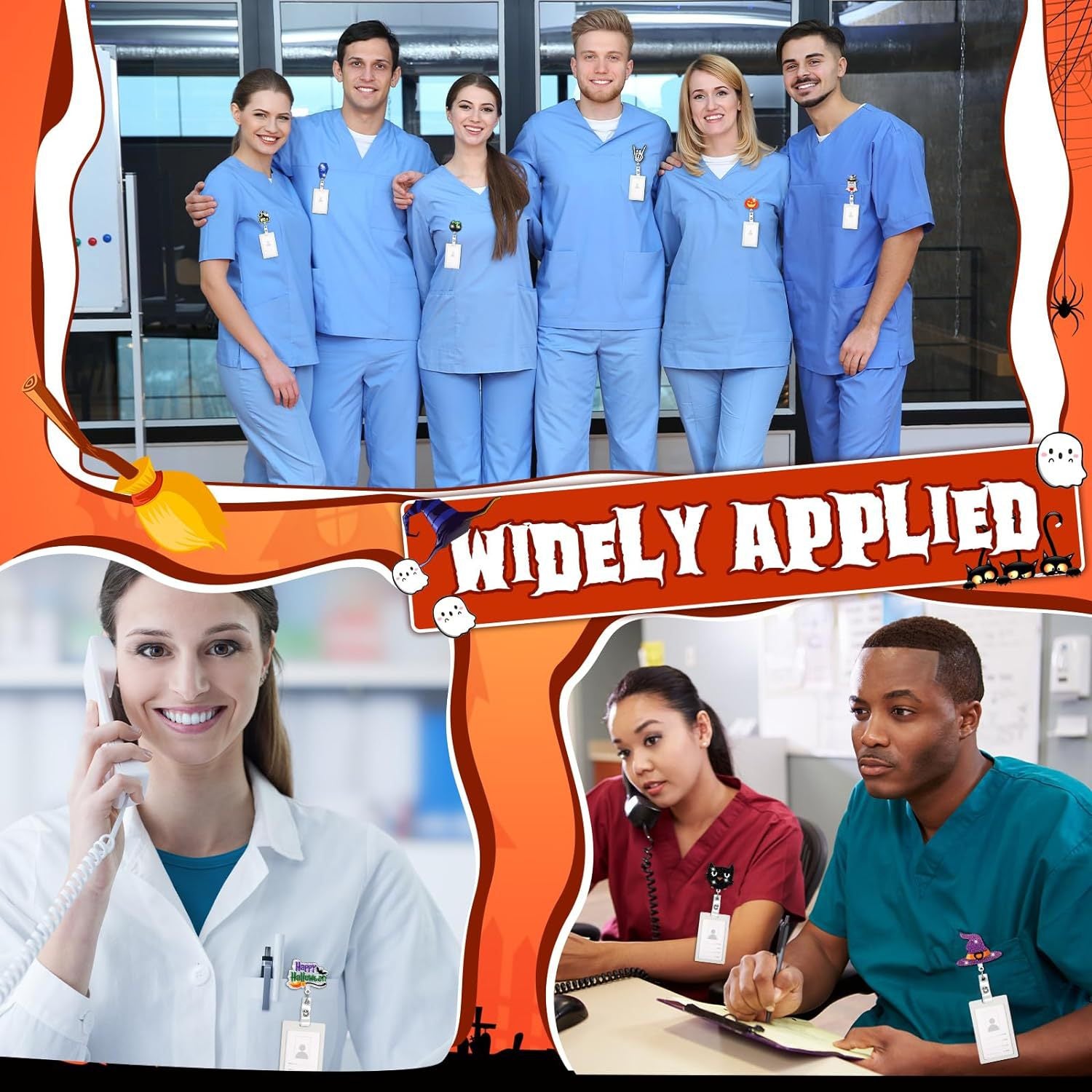 Wholesale Halloween Cartoon Pumpkin Ghost Retractable Rotating Badge Reels Keychains ACC-KC-XinDing008