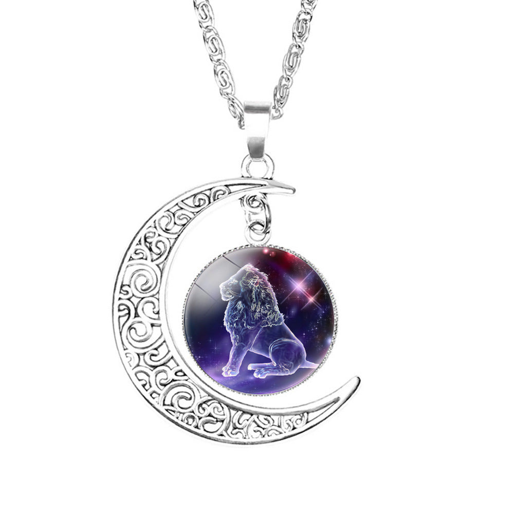 Wholesale Twelve Constellations Colorful Series Moon Necklace