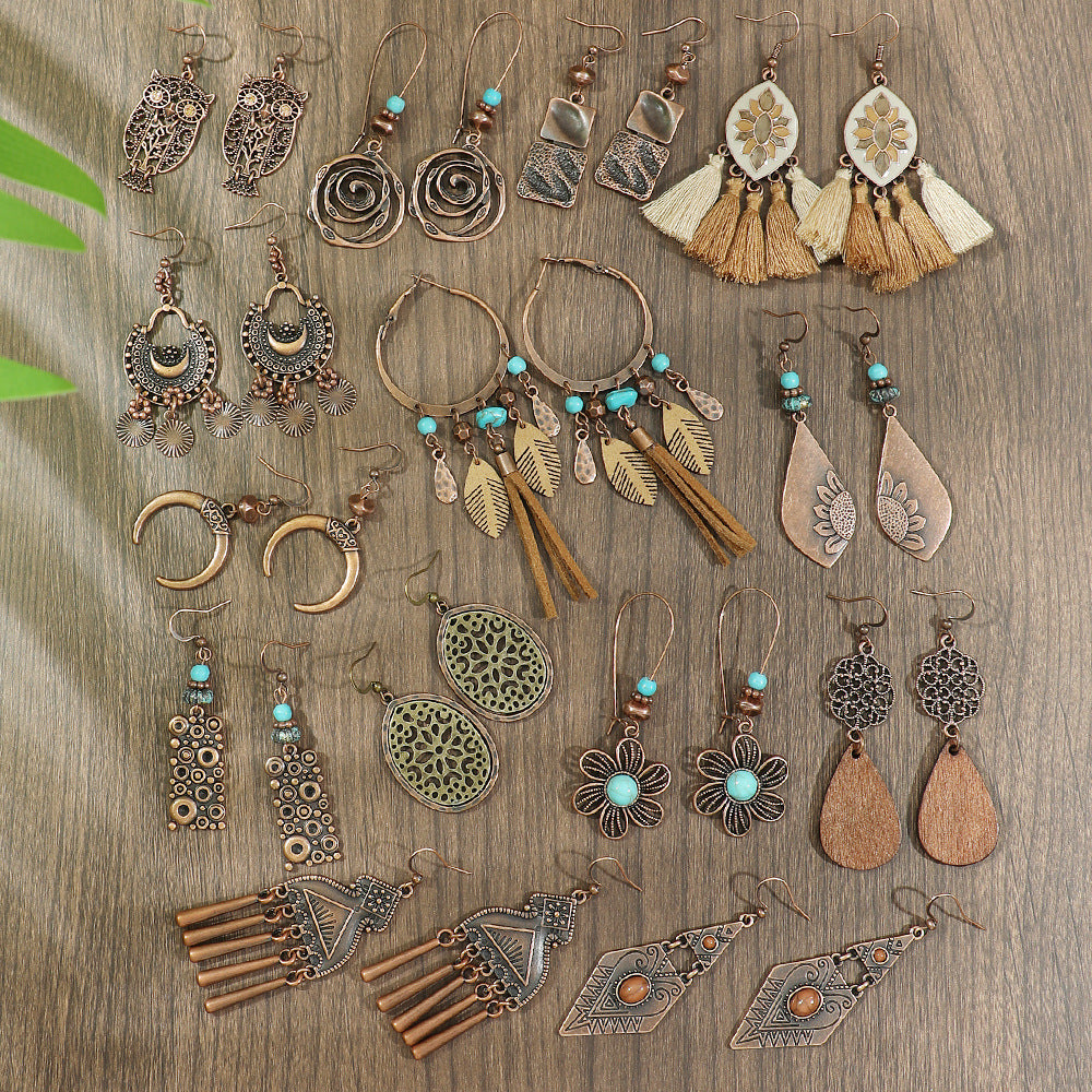 Wholesale Retro Bohemian Earrings Maillard Color Trendy Fashion Accessory for Autumn Winter