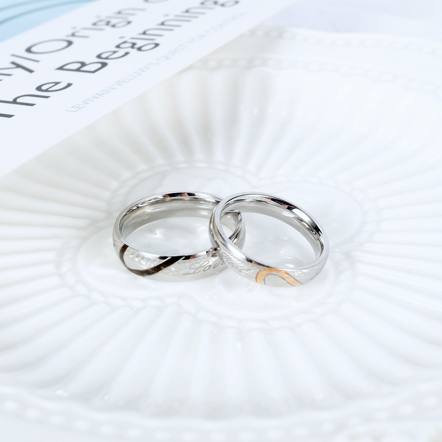 Wholesale  heart-shaped puzzle stainless steel couple ring