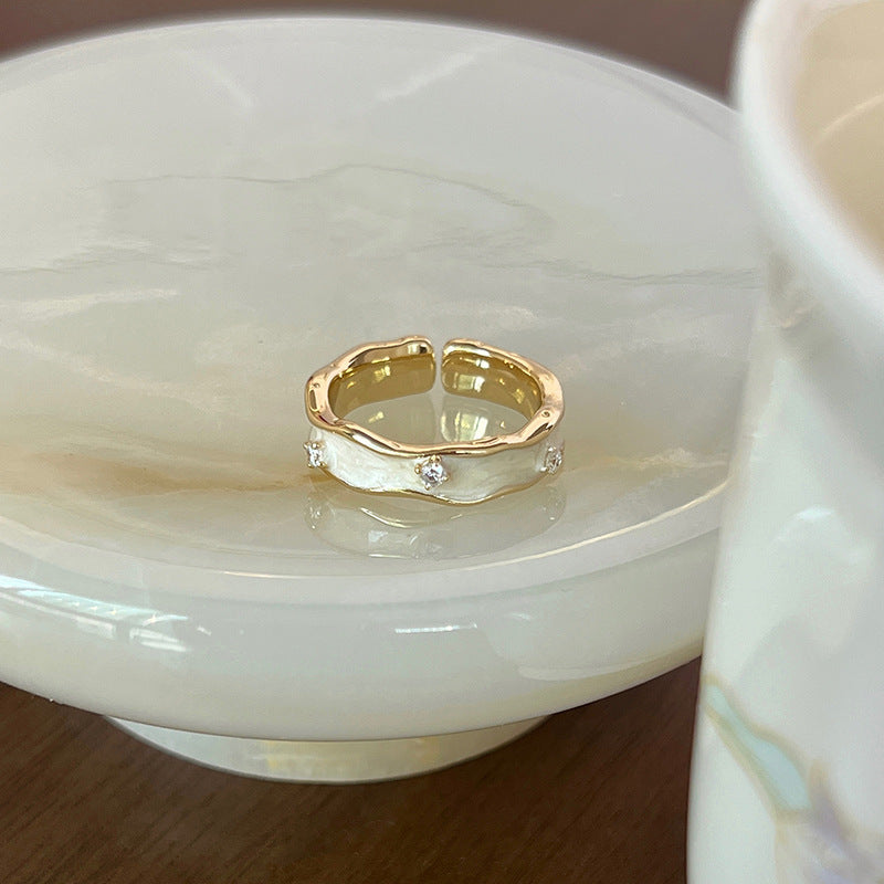 Wholesale  Pearl fritillary ring colorful zircon open index finger ring