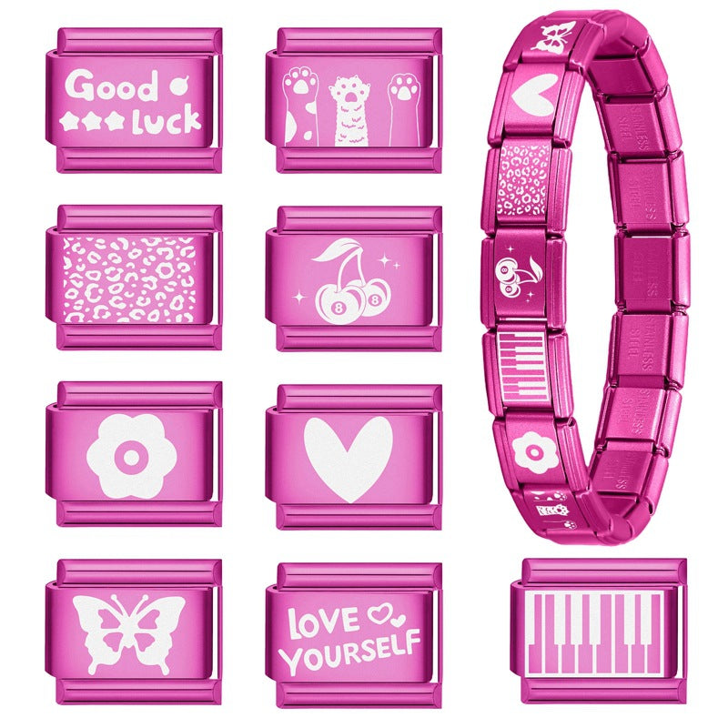 Wholesale Italian Charm Bracelet 9mm DIY Splicing Pitaya Red Stainless Steel Composable Bracelet