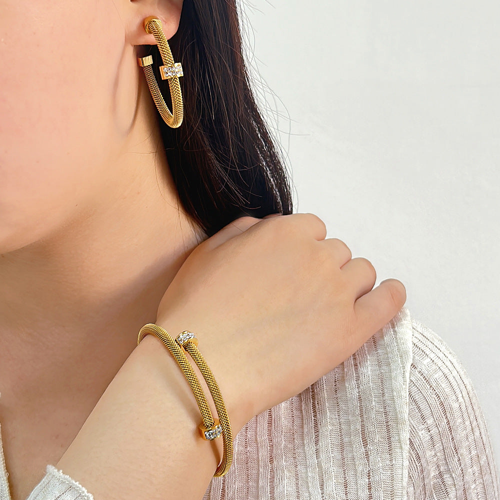 Wholesale Stainless Steel Open Bracelet C Shape Earrings ACC-BT-Yueshi007