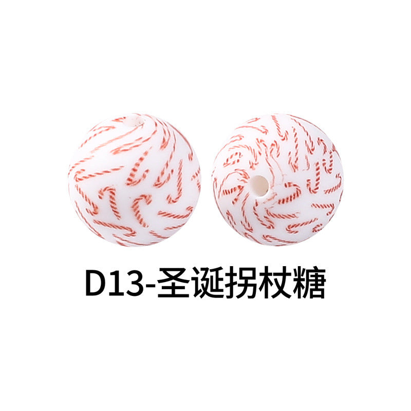 Wholesale 100pcs Western Style Aztec Denim Leopard Print 15mm Silicone Beads DIY Beading Accessories ACC-BDS-RongFa009