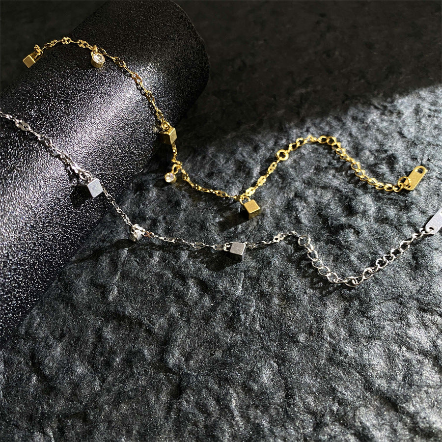 Wholesale Starry Sky Zircon Bracelets Small Cube Titanium Steel Bracelets Luxury Bracelet ACC-BT-YuXun003