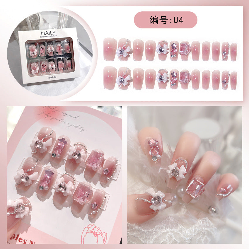 Wholesale 24 Pieces/box Large Diamond Nail Patches Press-on Nails Kits Nail Stickers ACC-NS-DiNa004