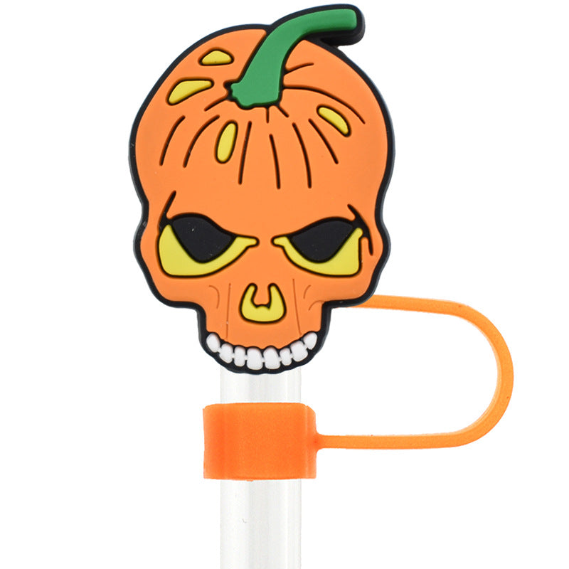 Wholesale Random 100pcs Halloween 10mm PVC Soft Straw Tube Cap ACC-SCR-RYY092