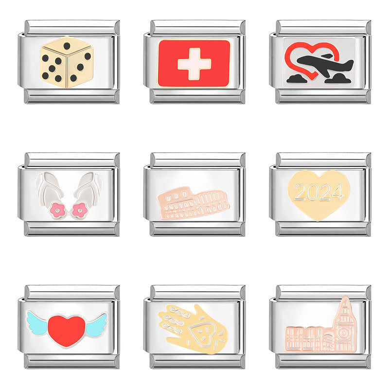 Wholesale Italian Charm Bracelet 9mm DIY Splicing Creative Stainless Steel Composable Bracelet