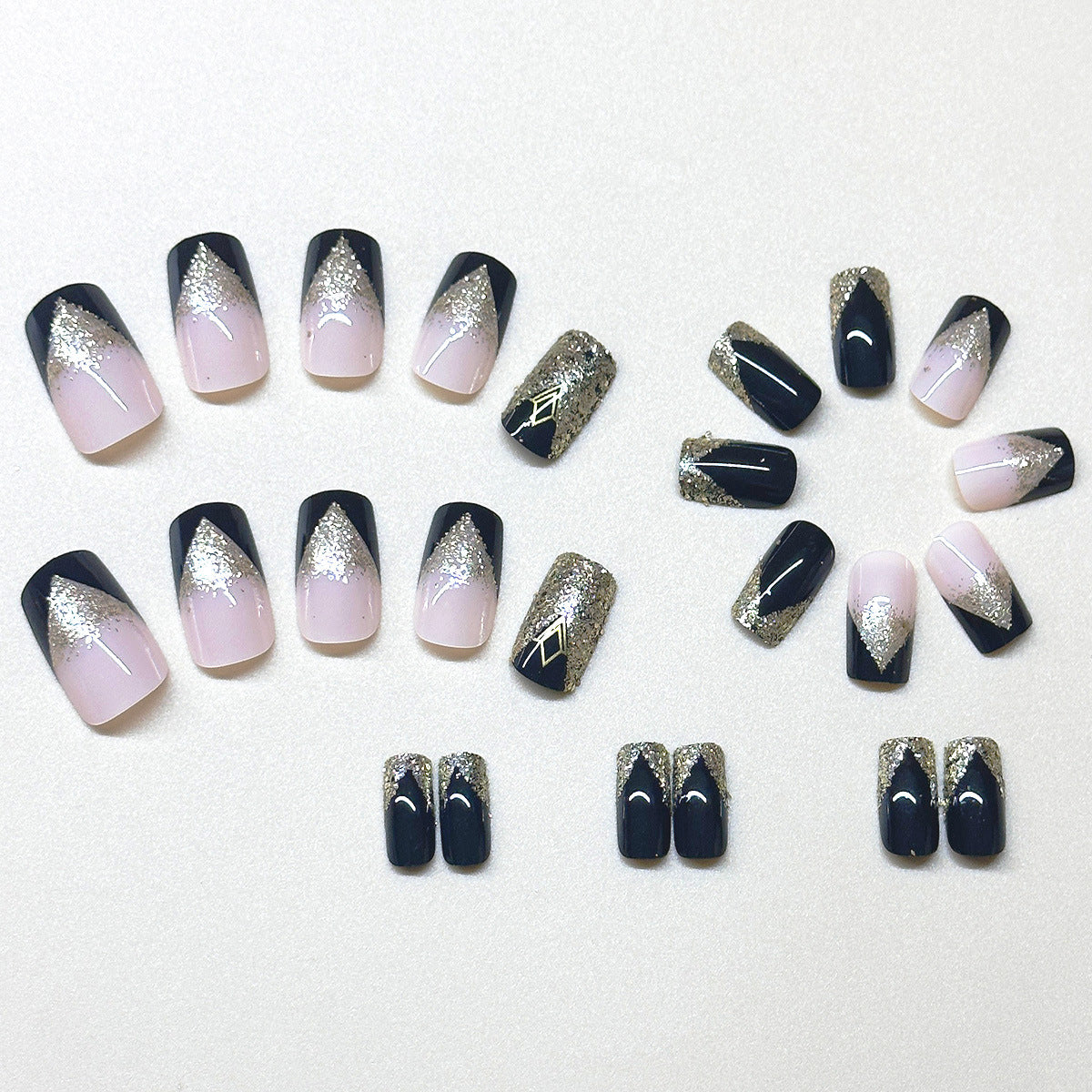 Wholesale 24 Pieces/box Black Gold Nails Kits Nail Stickers