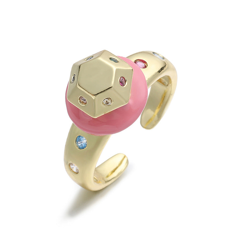 Wholesale Copper Drip Oil Pumpkin Ghost Face Ring  Funny Jewelry Accessory