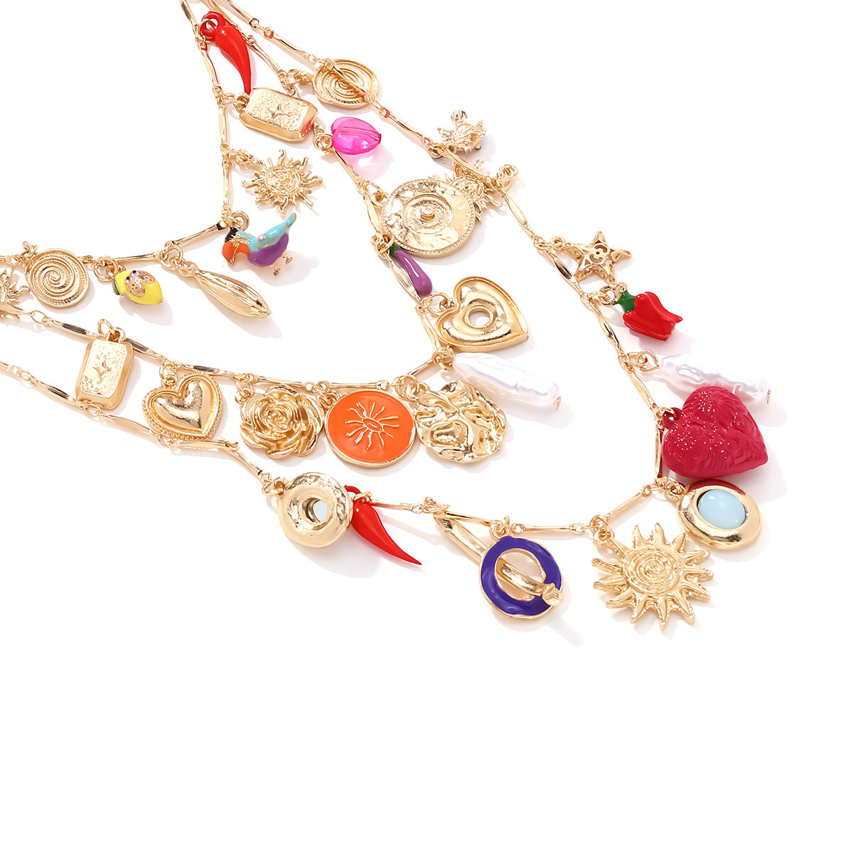 Wholesale  Multi-layer Stacked Love Pepper Beaded Clavicle Chain Necklace