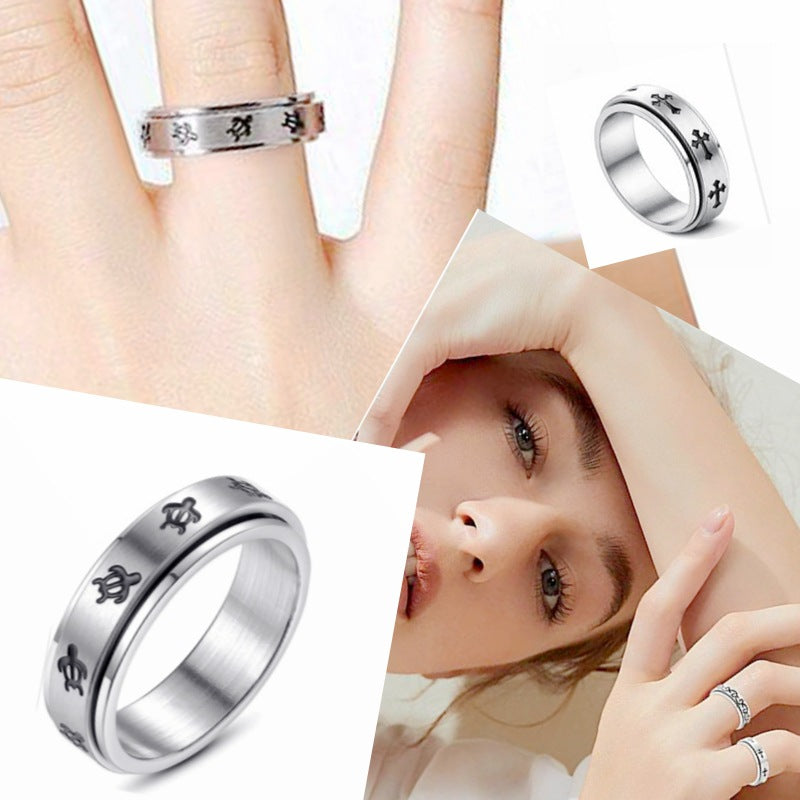 Wholesale rotating titanium steel ring small turtle ring