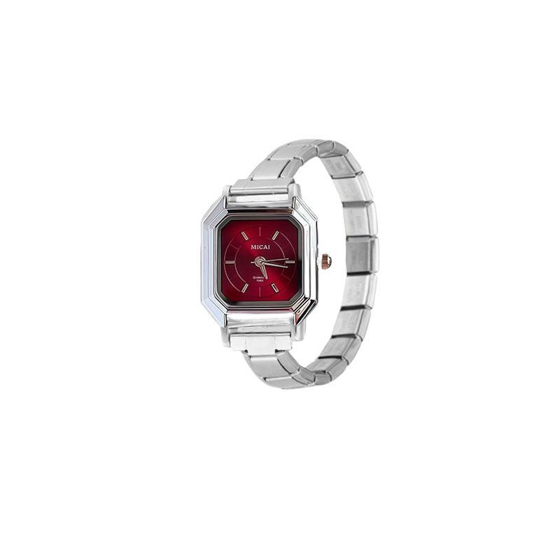Wholesale Wine Red Square Modular DIY Quartz Watch for Women Fashion Accessory Gift