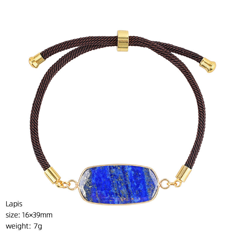 Wholesale Modern Minimalist Natural Stone Amethyst Bracelet Adjustable Woven Rope Unisex Fashion Accessory Gift