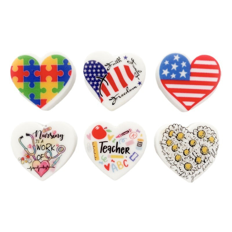 Wholesale of 10PCS Teacher Couple Love Printed Silicone Beads ACC-BDS-WDX001