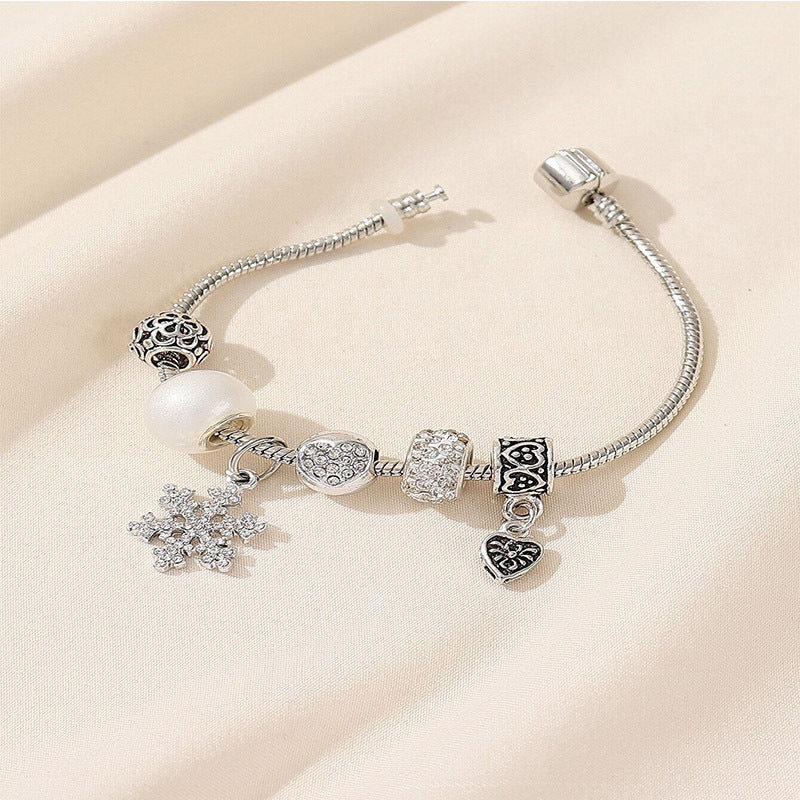 Wholesale Heart Shaped Rhinestone Stainless Steel Copper Alloy Beaded Bracelet ACC-BT-JingSY001