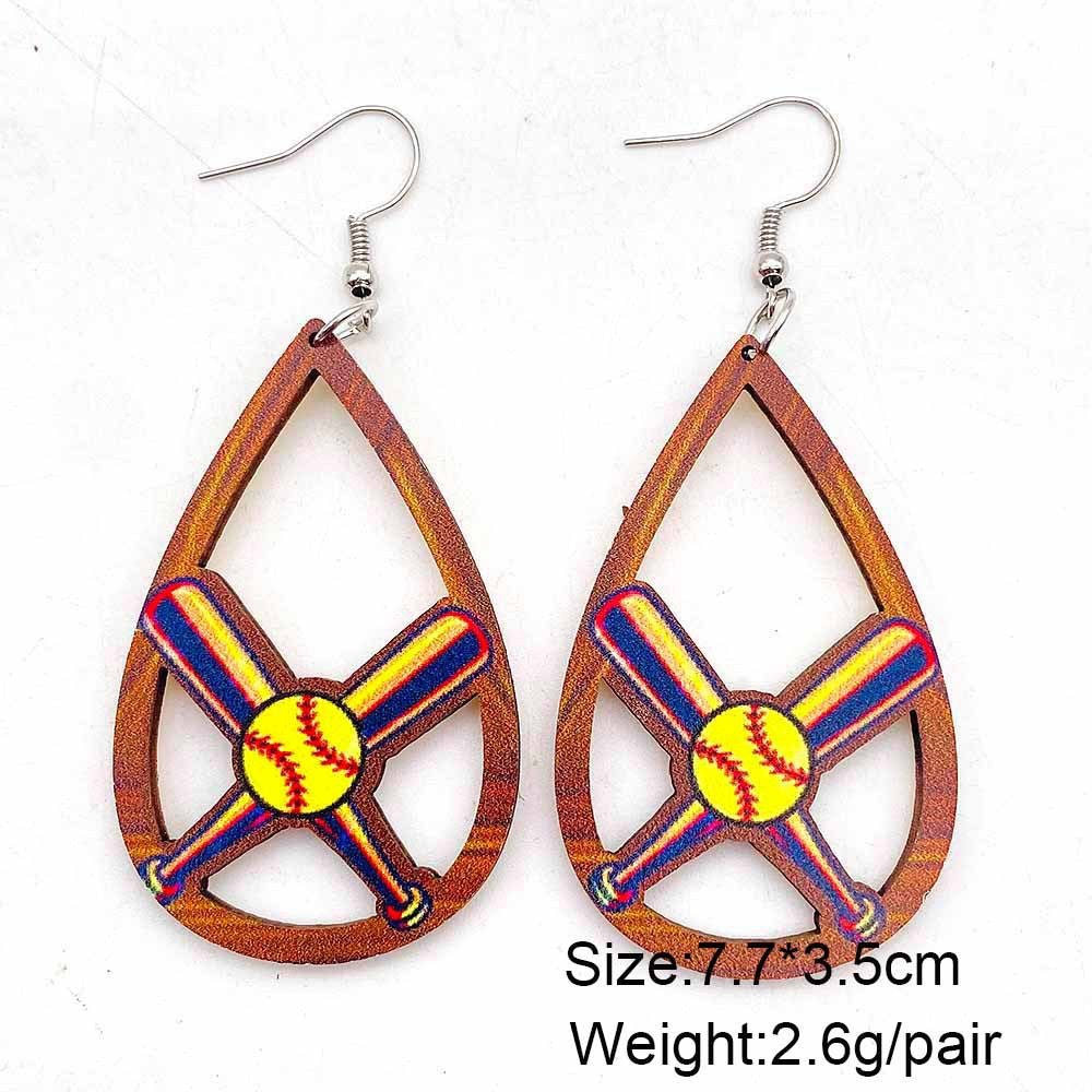 Wholesale Baseball Basketball Football Volleyball Vintage Wooden Earrings