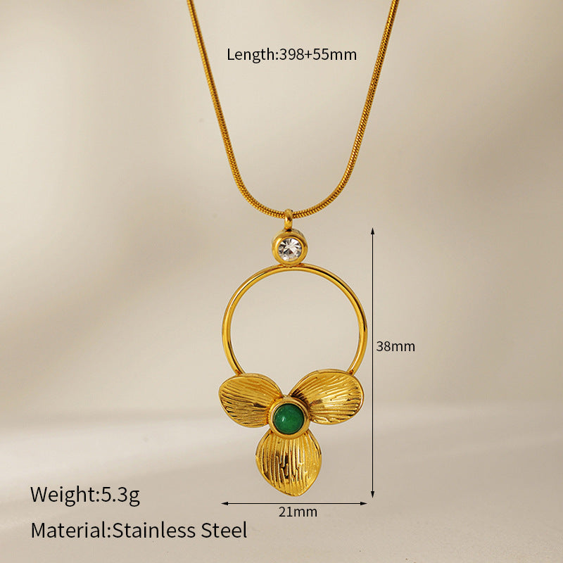 Wholesale  Retro Emerald Stainless Steel Necklace