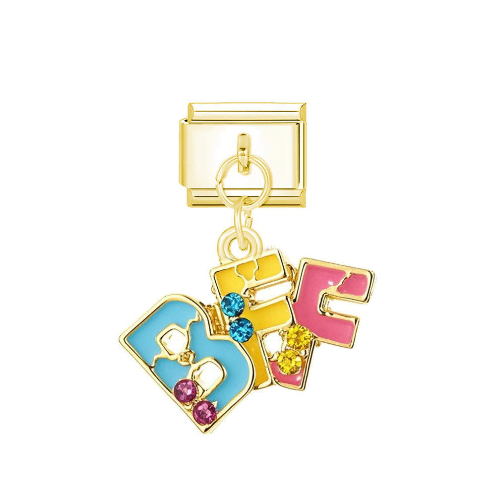 Wholesale Italian Charm Bracelet 9mm DIY Oil-Drip Single Buckle  Creative Stainless Steel Composable Bracelet