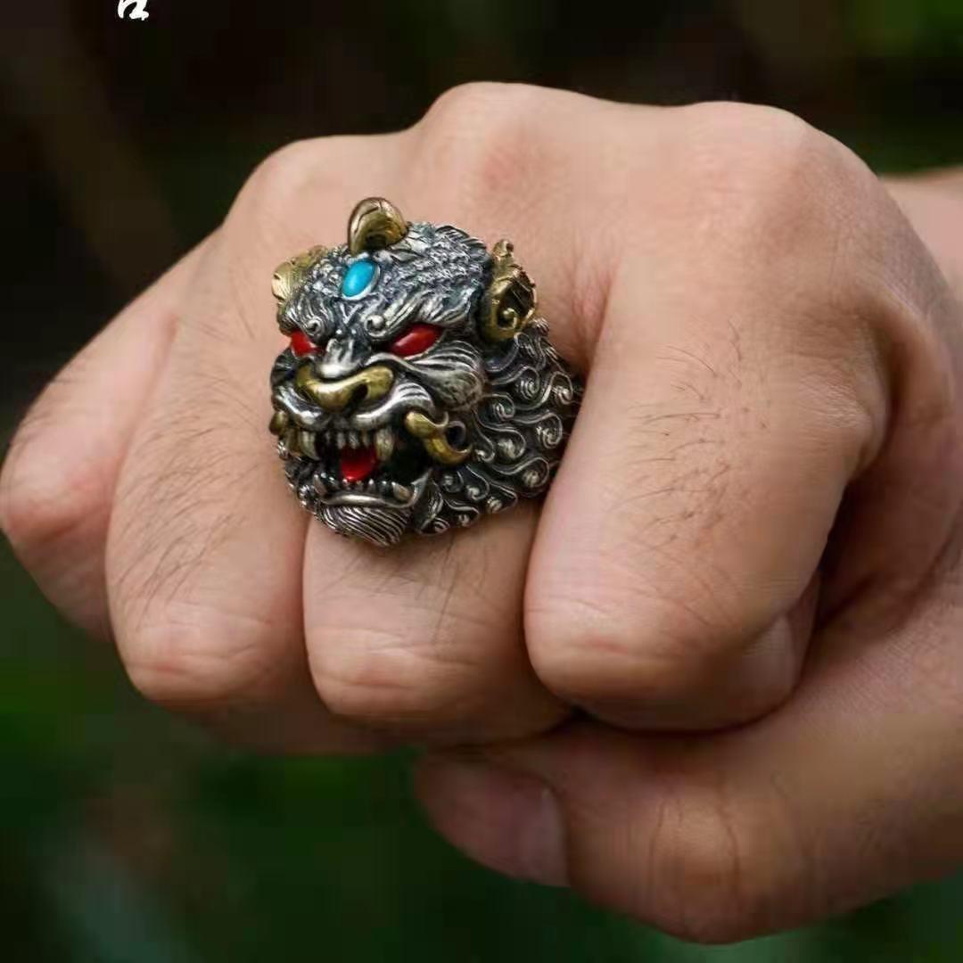 Wholesale Alloy Retro Pixiu Ring Unisex Adjustable Jewelry Accessory for Gift