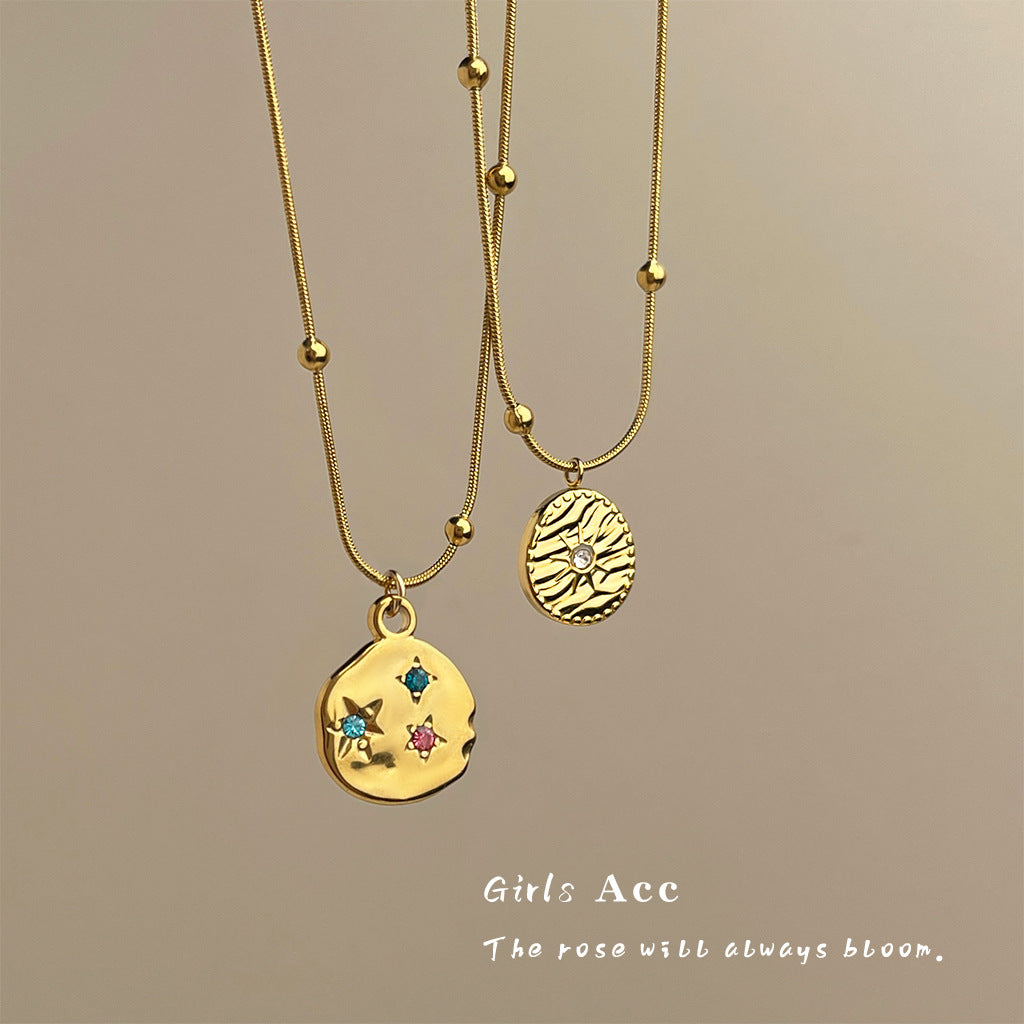 Wholesale 18K Gold Plated Stainless Steel Star Moon Clavicle Necklace Boutique Jewelry for Women