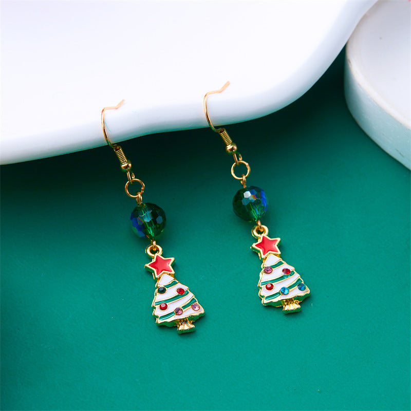 Wholesale  Christmas earrings creative  five-pointed star Christmas tree tassel earrings