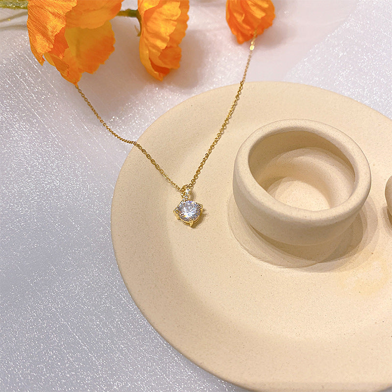 Wholesale Electroplated Titanium Steel Necklace Micro-embedded Clavicle Chain Choker Necklace ACC-NE-Xiyue003