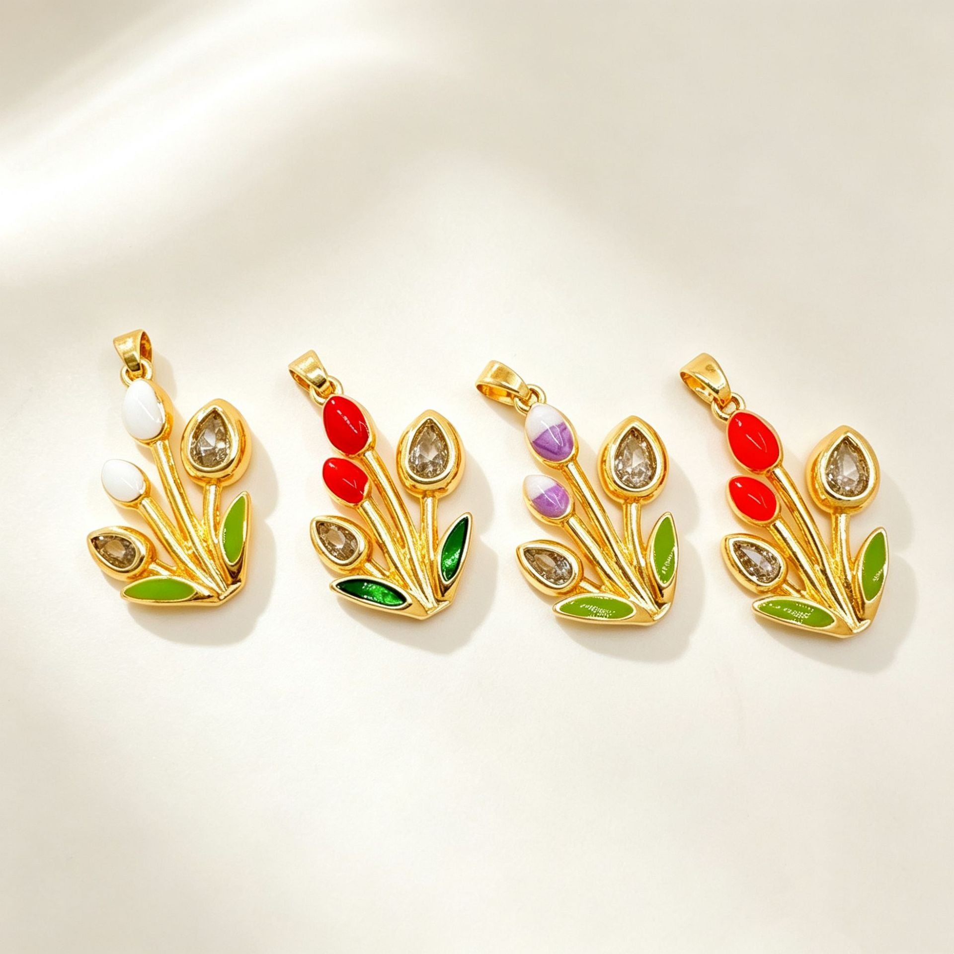 Wholesale Tulip Enamel Pendant Necklace for Women - Copper Electroplating Boutique Resale Jewelry