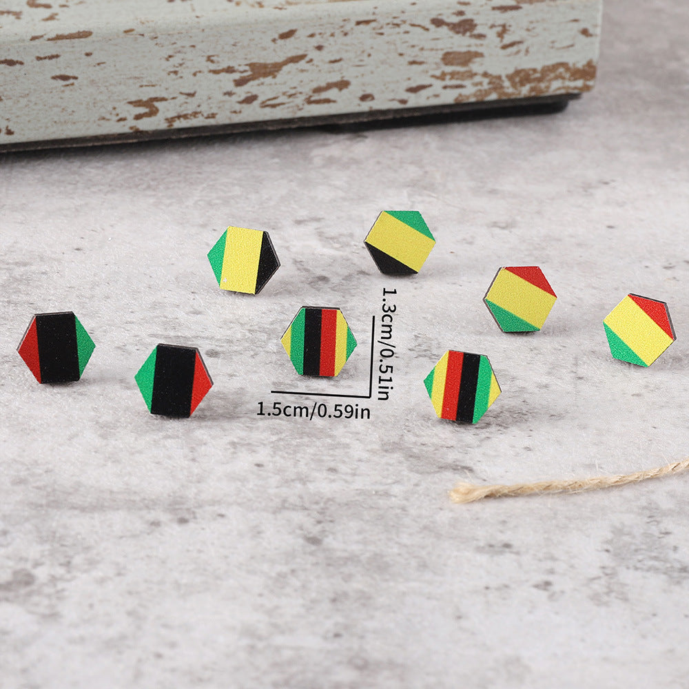 Wholesale Black, red, yellow, green and African flag colored wooden earrings