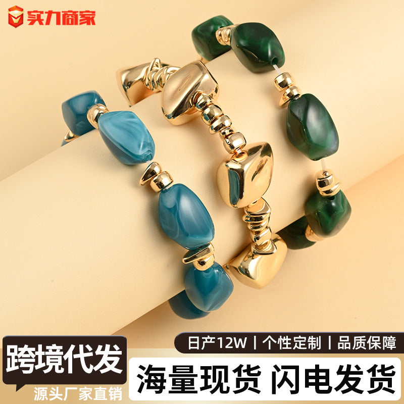 Wholesale Bohemian Style Resin Bracelet Set Elegant Irregular Design Fashion Jewelry Accessory