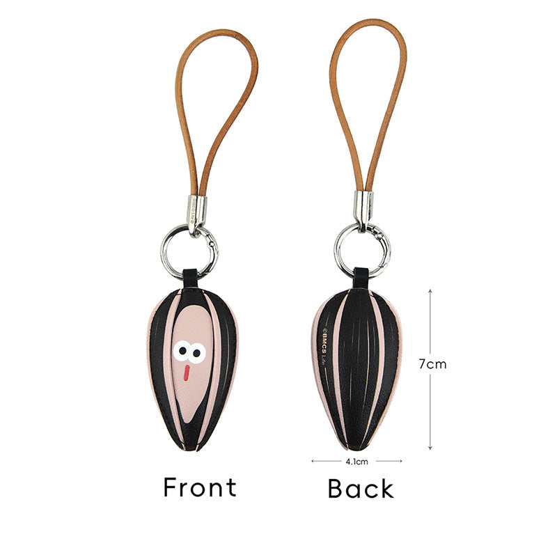 Wholesale PU Leather Peanut Sunflower Seed Keychain Cute Nut Shape Bag Charm Unisex Gift
