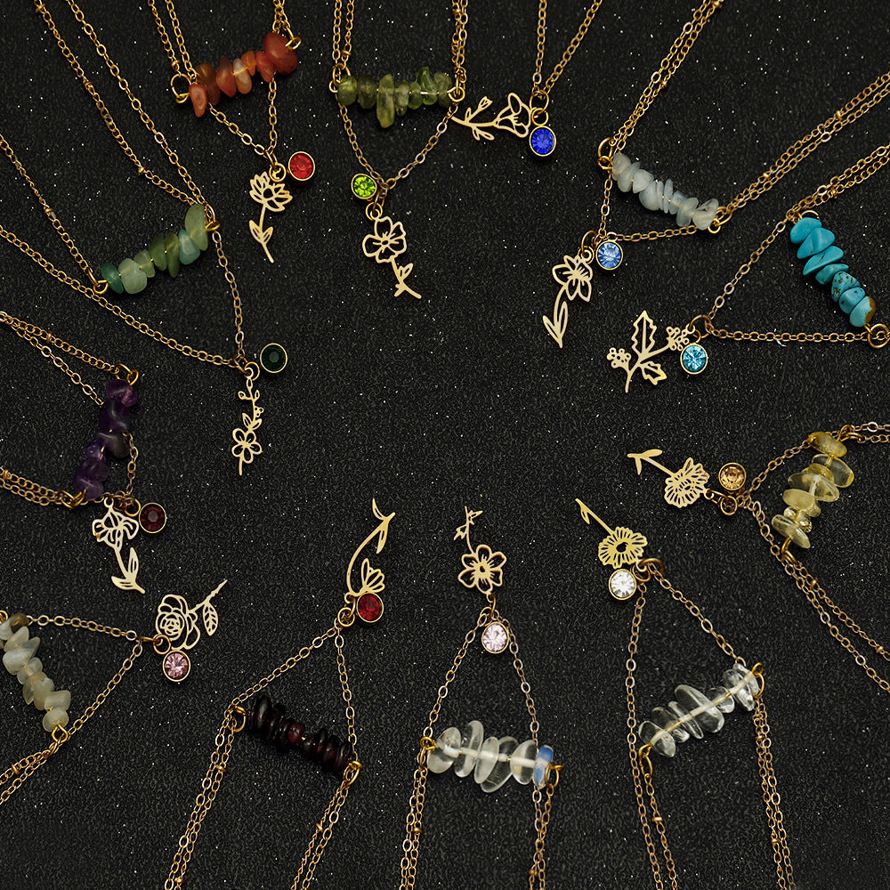 Wholesale  multi-layer green gold gravel necklace