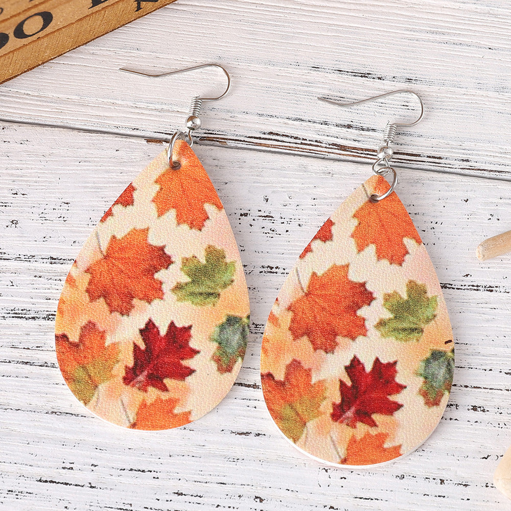 Wholesale  Autumn Thanksgiving Maple Leaf Deciduous Acorn Drop Pendant Earrings