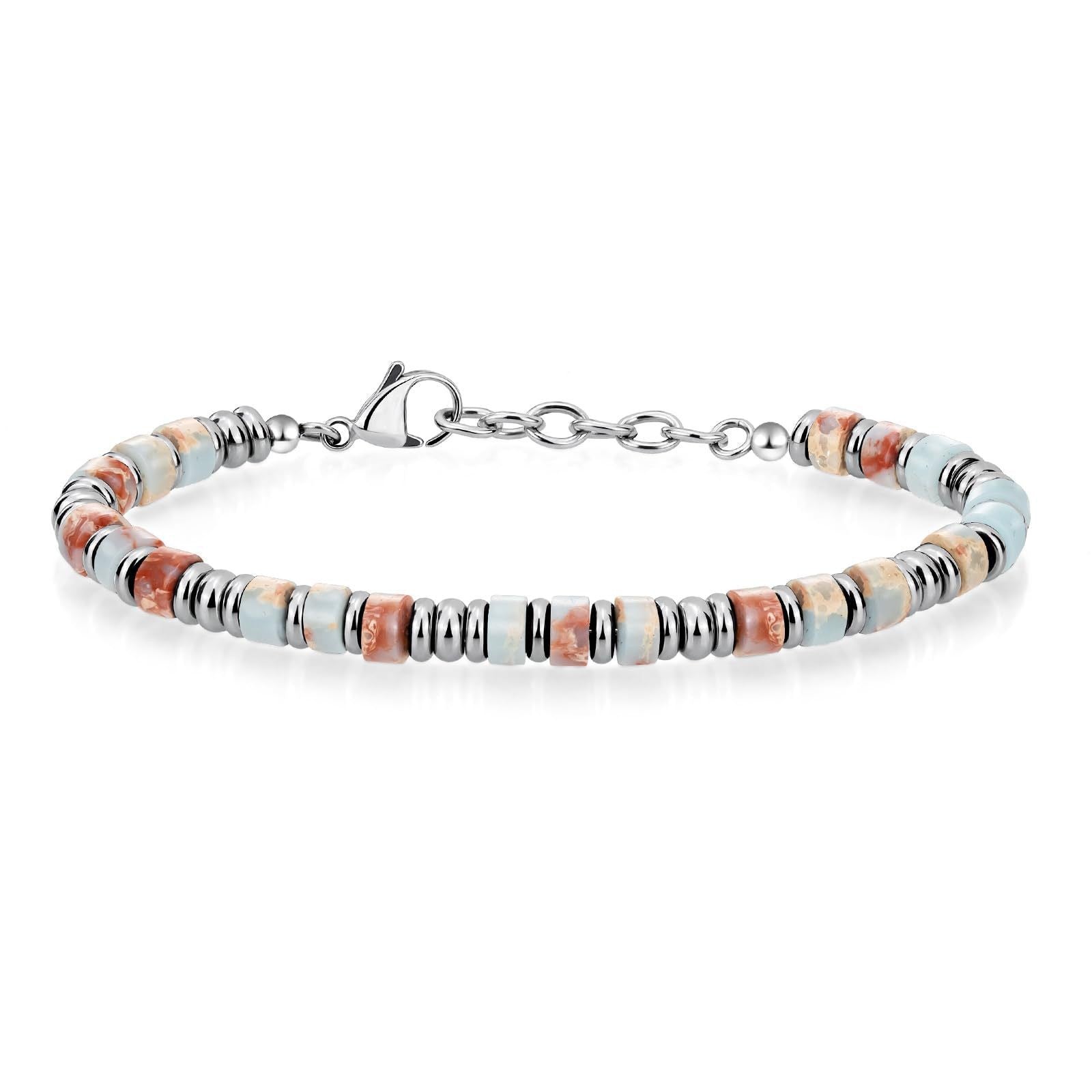 Wholesale Bohemian Chain Bracelet Natural Obsidian Beads Stainless Steel Business Gift Fashion Accessory