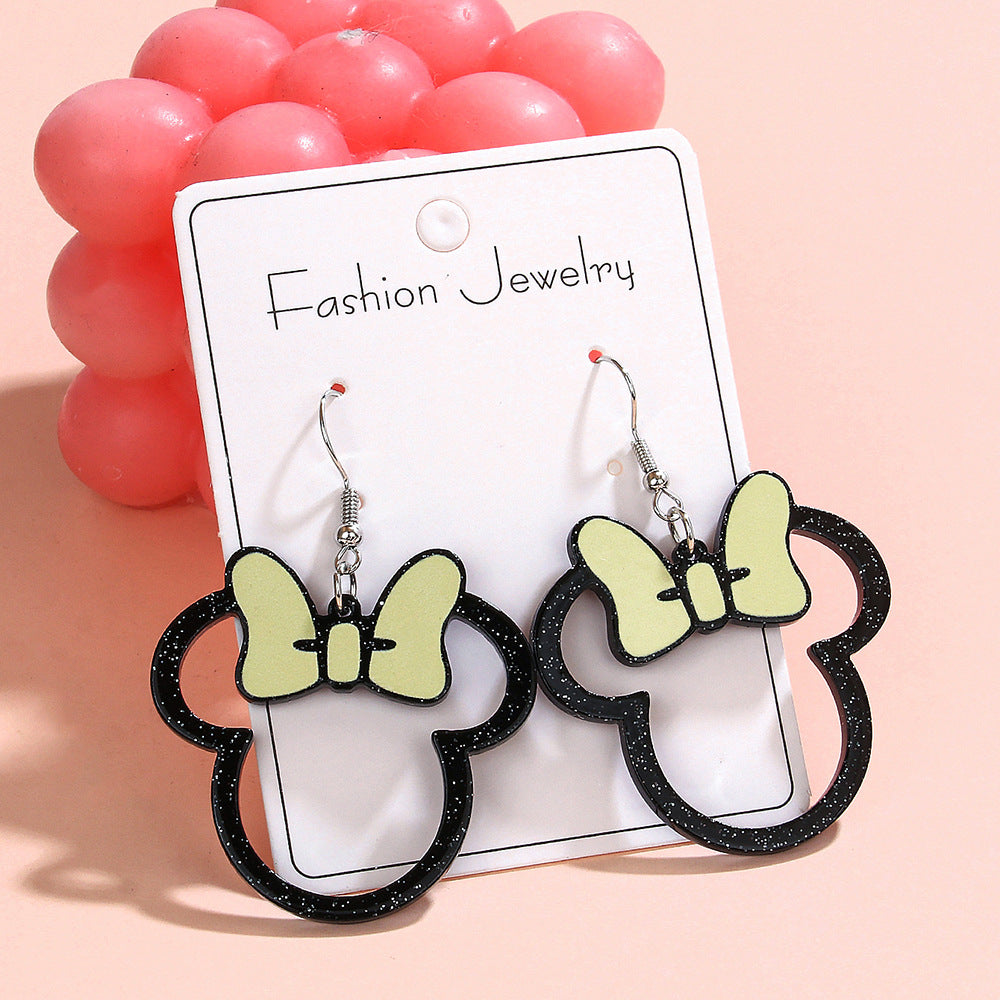 Wholesale Multicolor Bow Hollow Acrylic Earrings