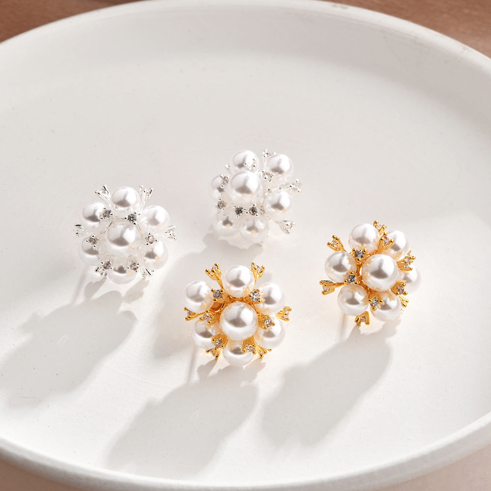 Wholesale  Light Luxury High-end Pearl Flower Elegant Earrings