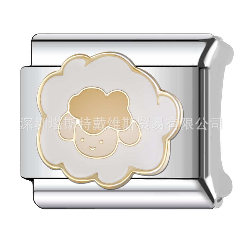 Wholesale Dreamy Unicorn Cat Modular Bracelet Stainless Steel DIY Jewelry Accessory Boutique Resale