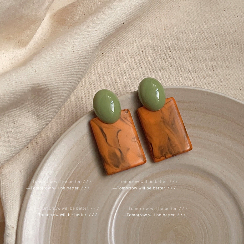 Wholesale Retro Coffee Color Earrings Geometric Blooming Acrylic Earrings ACC-ES-Eryu006