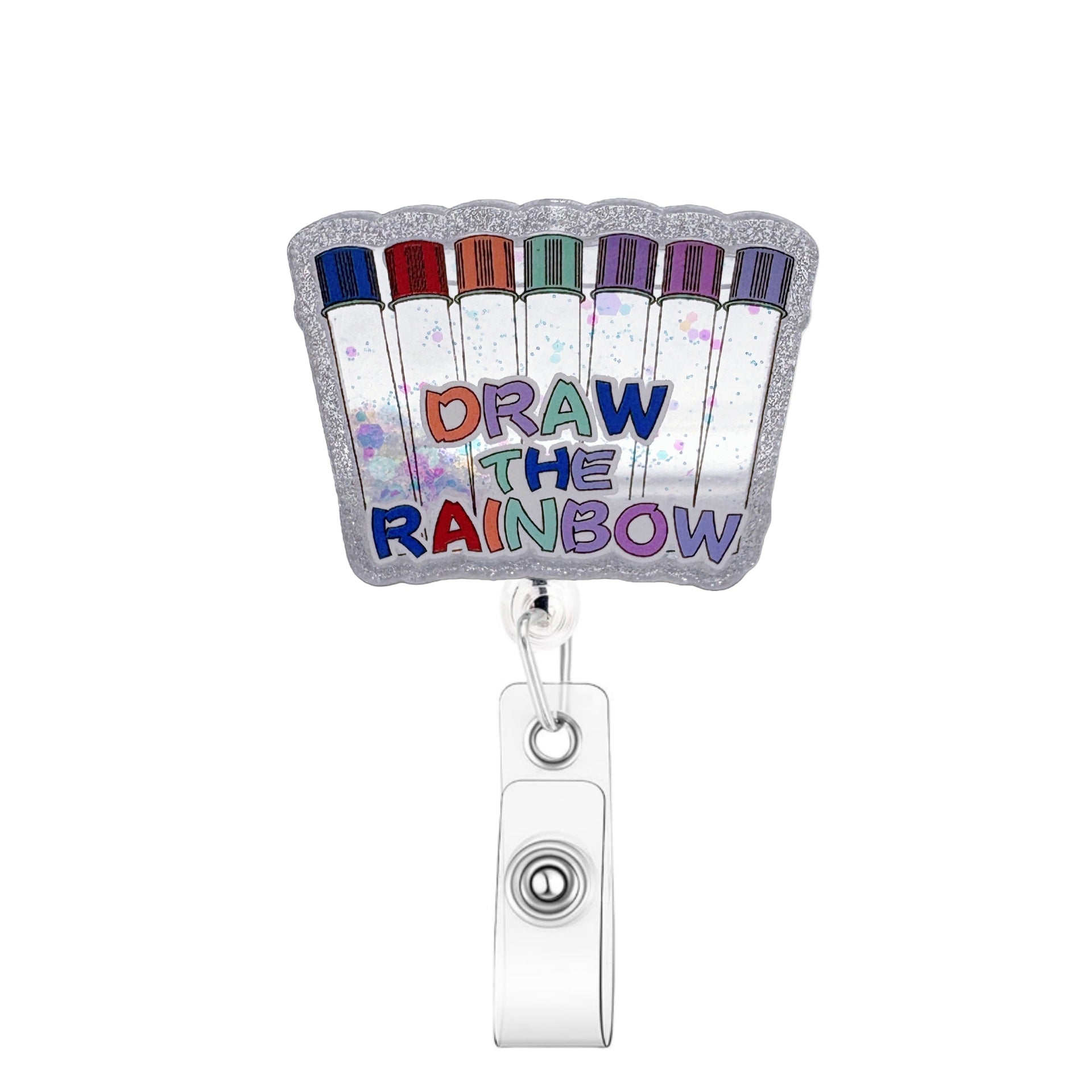 Wholesale  spot glitter liquid retractable Badge Reels,