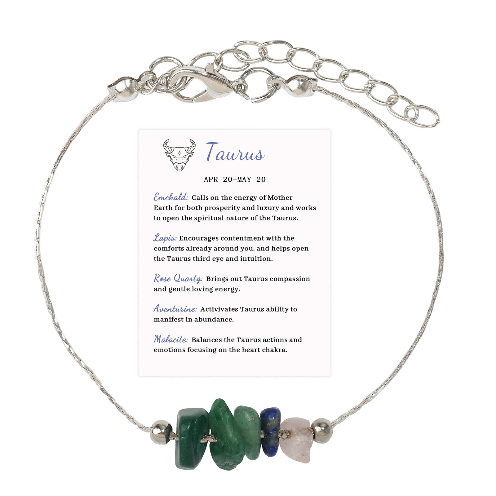 Wholesale 12 Constellation Bracelet Irregular Citrine Lapis Lazuli White Chalcedony Chain Adjustable Bracelet