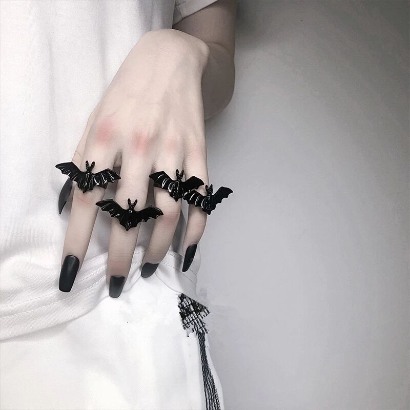 Wholesale Alloy Gothic Bat Open Ring Dark  Jewelry Accessory Unisex