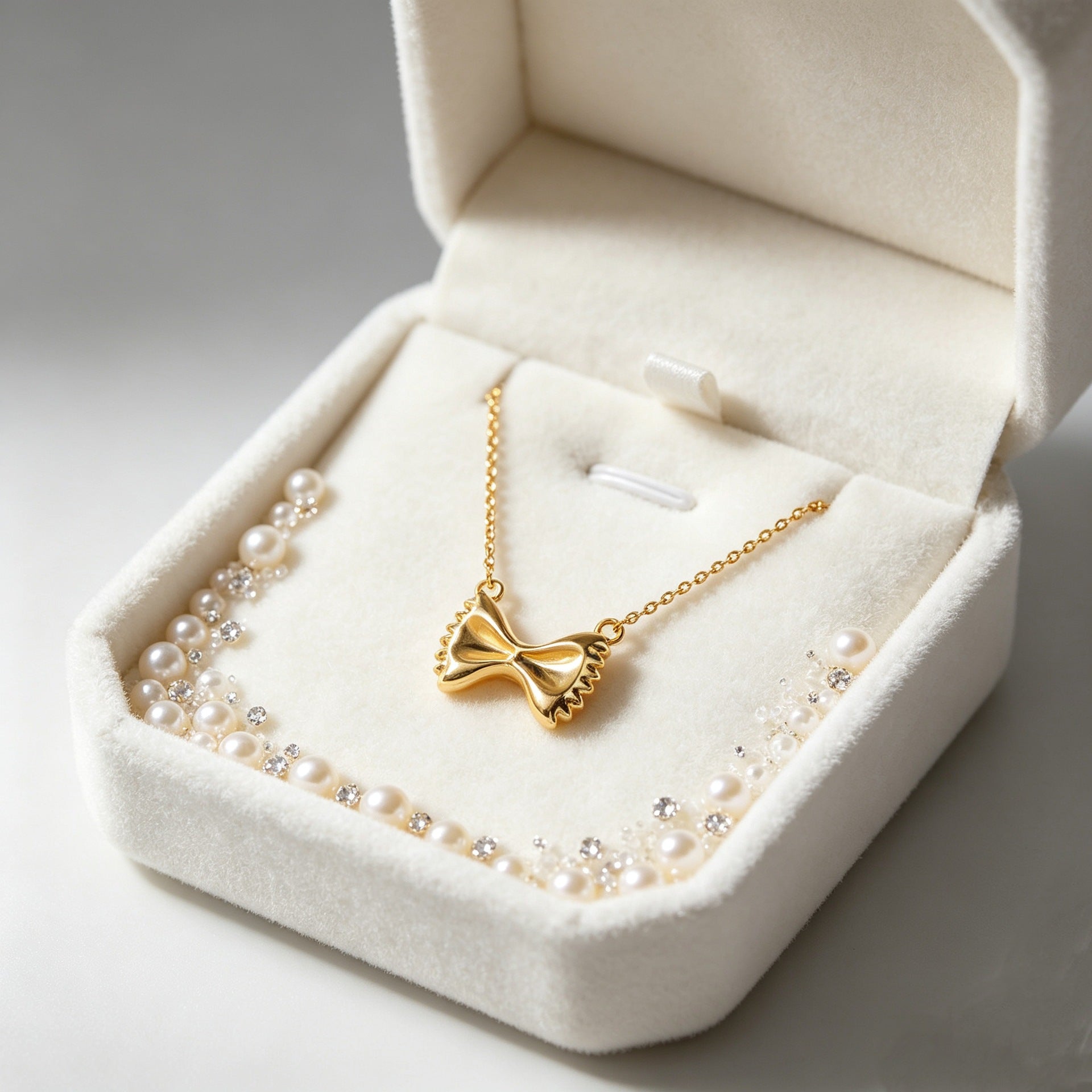 Wholesale 18K Gold-Plated Copper Bow Necklace