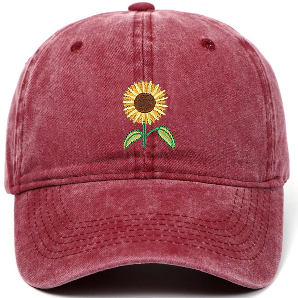 Wholesale Vintage Washed Botanical Sunflower Baseball Cap ACC-HT-HaiPu031