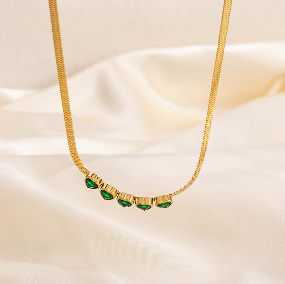 Wholesale Vintage Stainless Steel Diamond Heart Choker Necklaces  ACC-NE-YuHui002