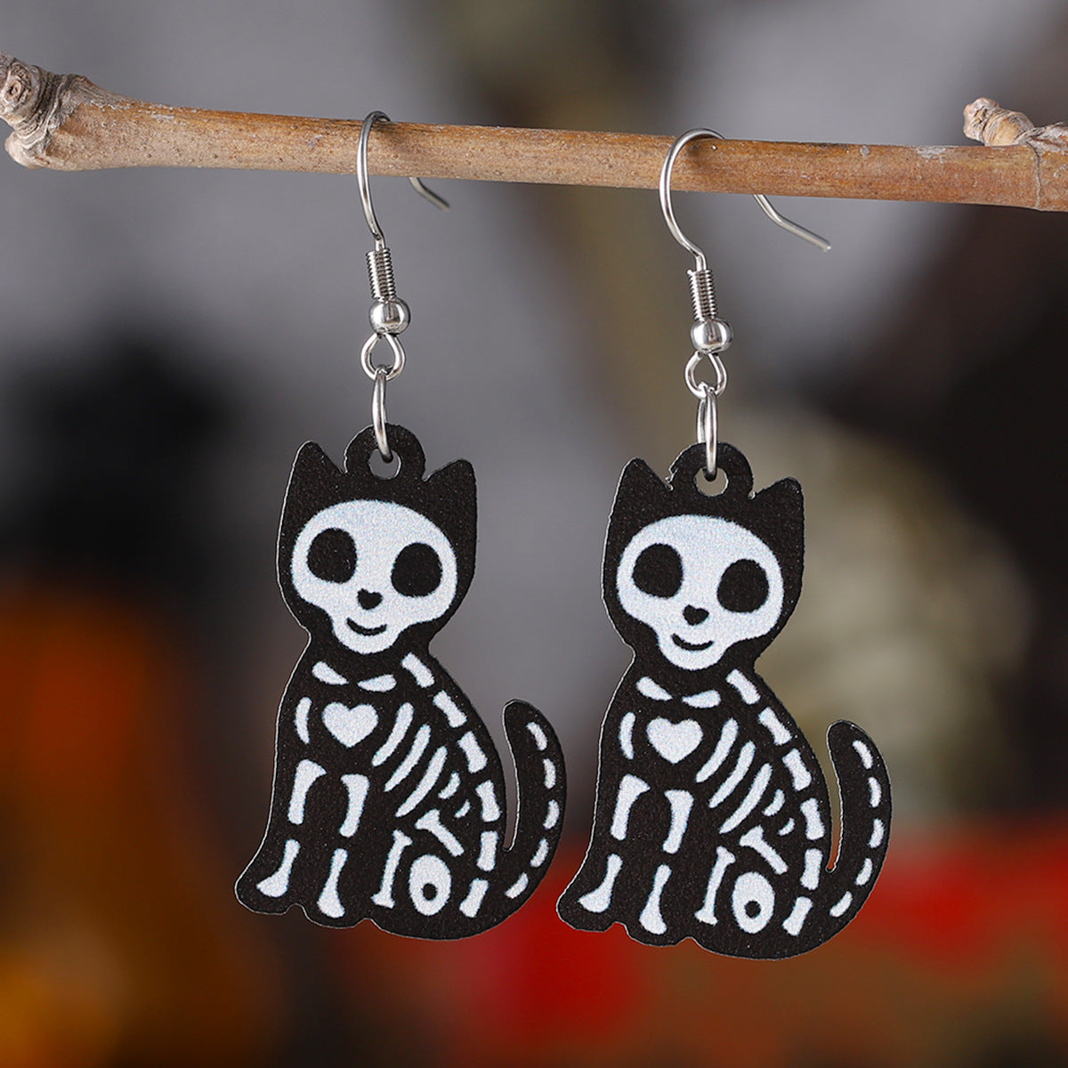 Wholesale Halloween Gothic Skull Flamingo Wooden Earrings ACC-ES-ChuLian045