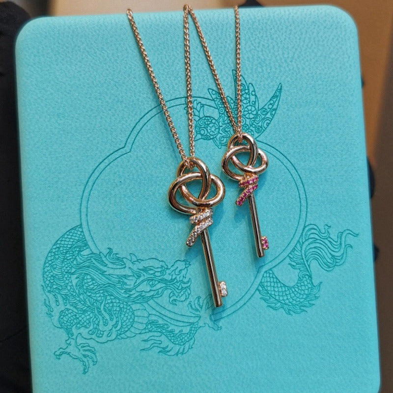 Wholesale  Pink Diamond Rose Gold Chain Vintage Necklaces