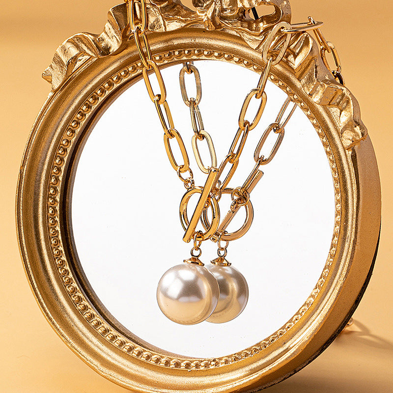 Wholesale  fashion handmade lock pearl pendant necklace
