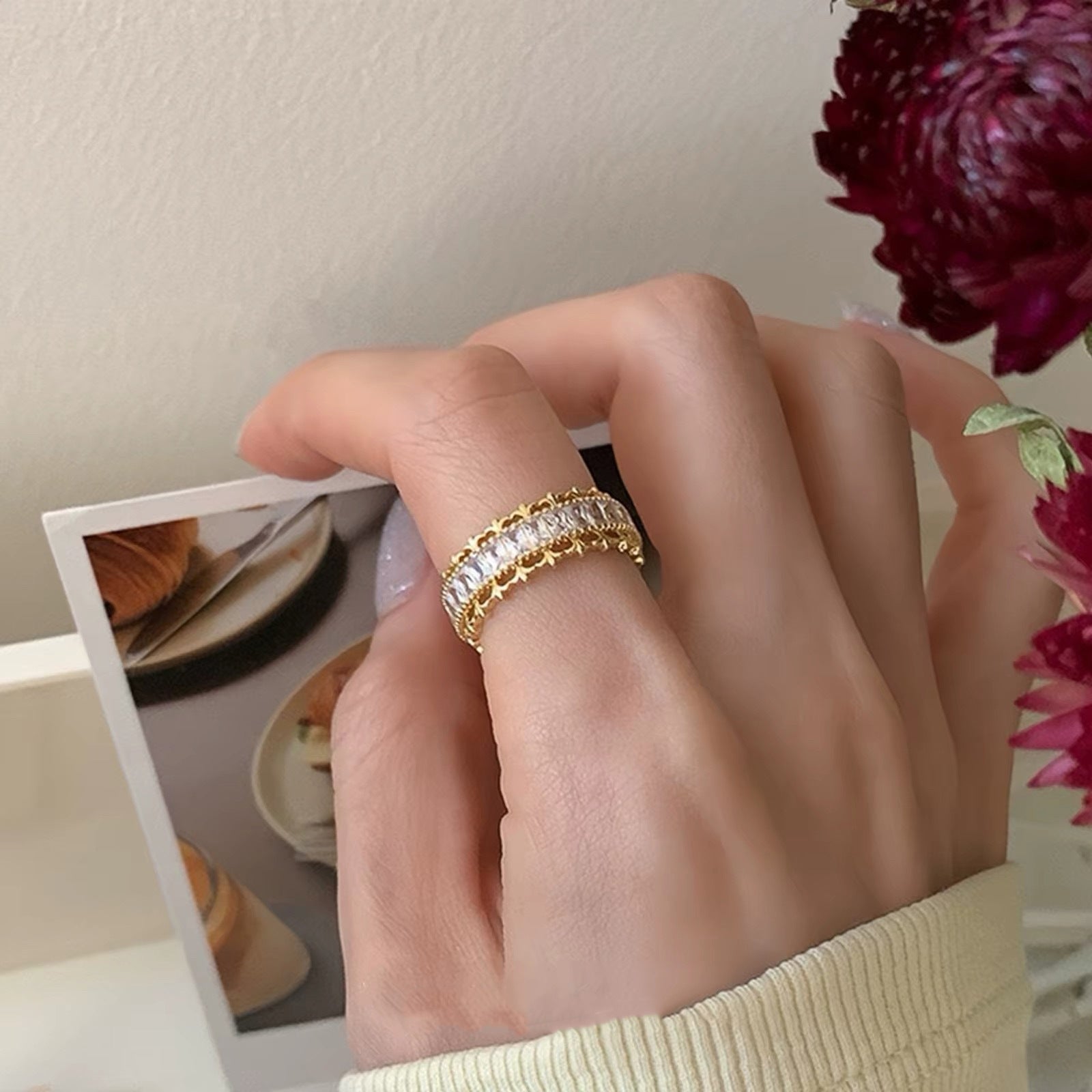 Wholesale Copper Vintage Star Cameo Ring Open Adjustable Jewelry Accessory for Resale
