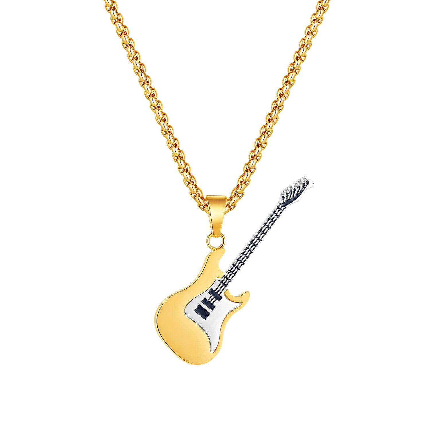 Wholesale Guitar Pendant Men Titanium Steel Necklace ACC-NE-GJ004