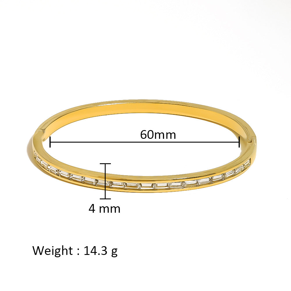 Wholesale Stainless Steel 18K Gold Plated Geometric Star Flower Zircon Bracelet